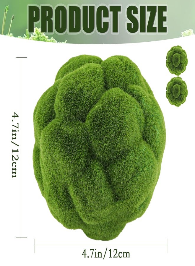 LCJAOF 2pcs Artificial Moss Rocks - Fake Green Moss Balls for Garden Decoration, Realistic Faux Topiary Balls, Fade-Resistant&Versatile for Weddings, Parties, and DIY Landscaping - Image 2